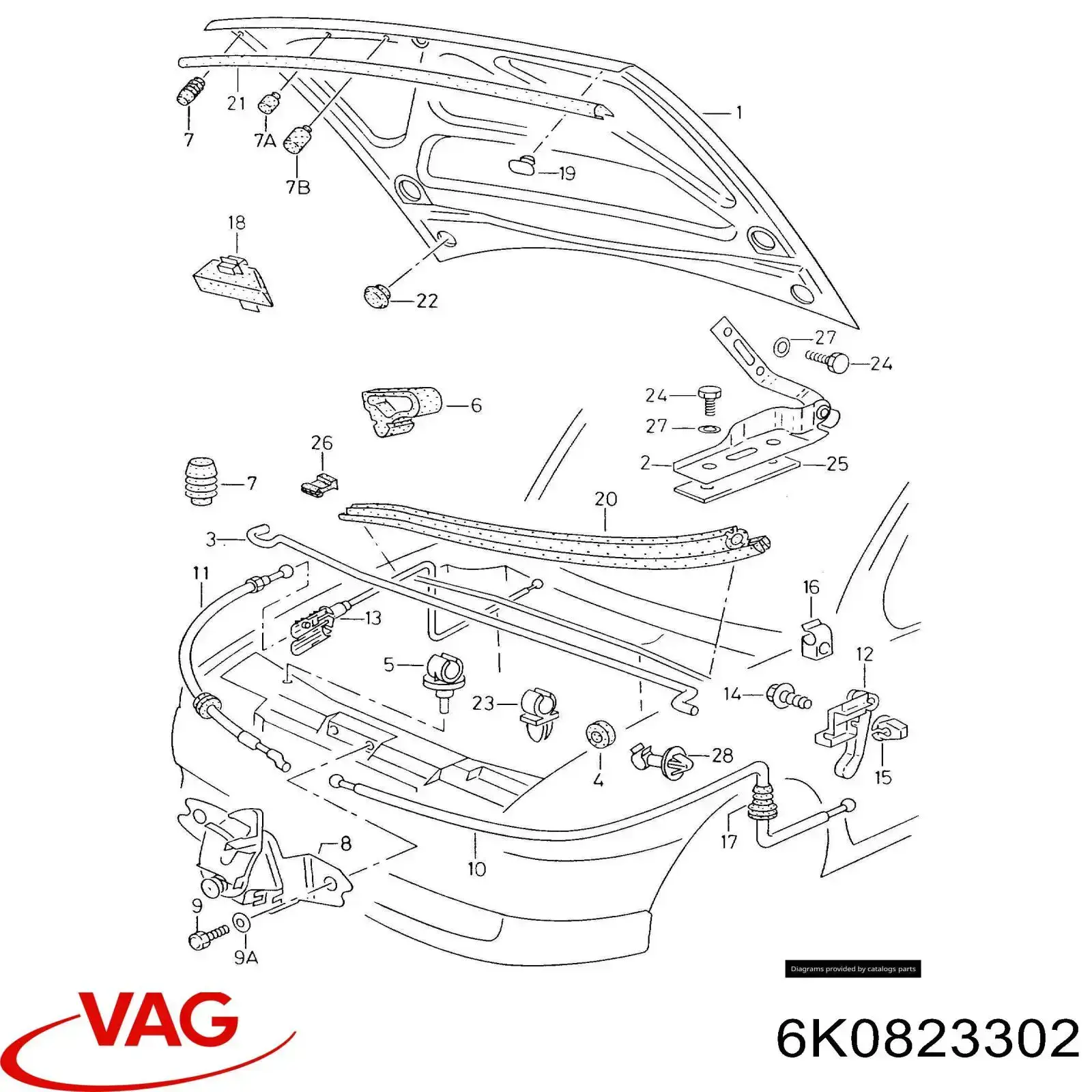 6K0823302 VAG Gozno da capota direito
