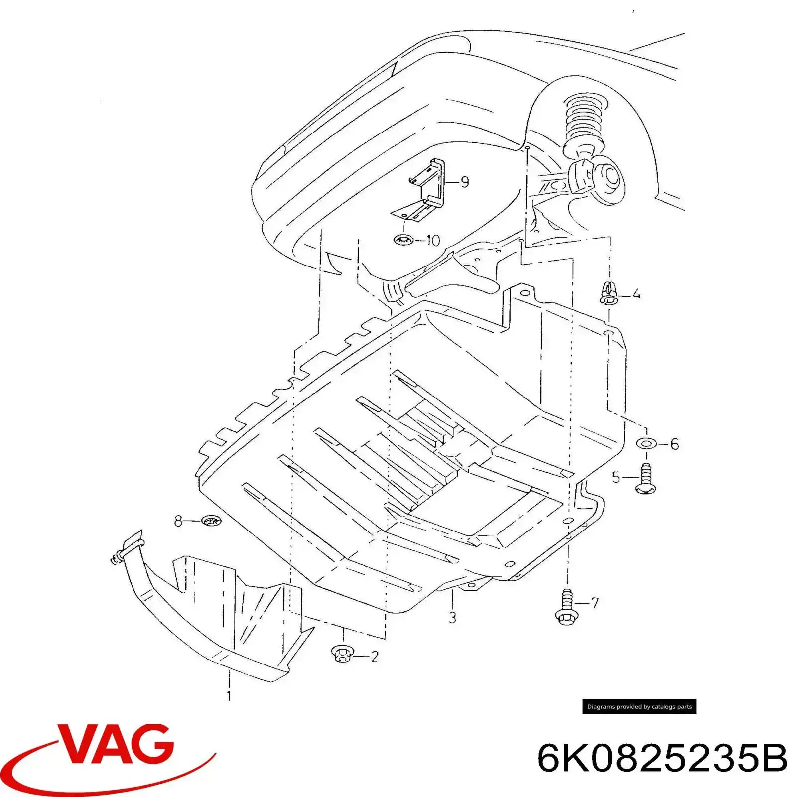 Proteção de motor dianteira VAG 6K0825235B preço, a partir de 244,38 USD