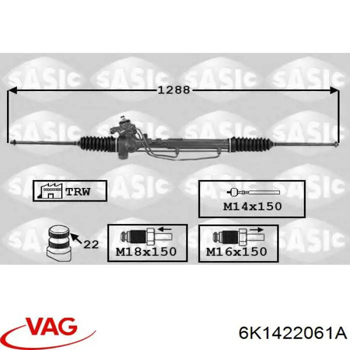 Cremalheira da direção VAG 6K1422061A preço, a partir de 70,23 USD