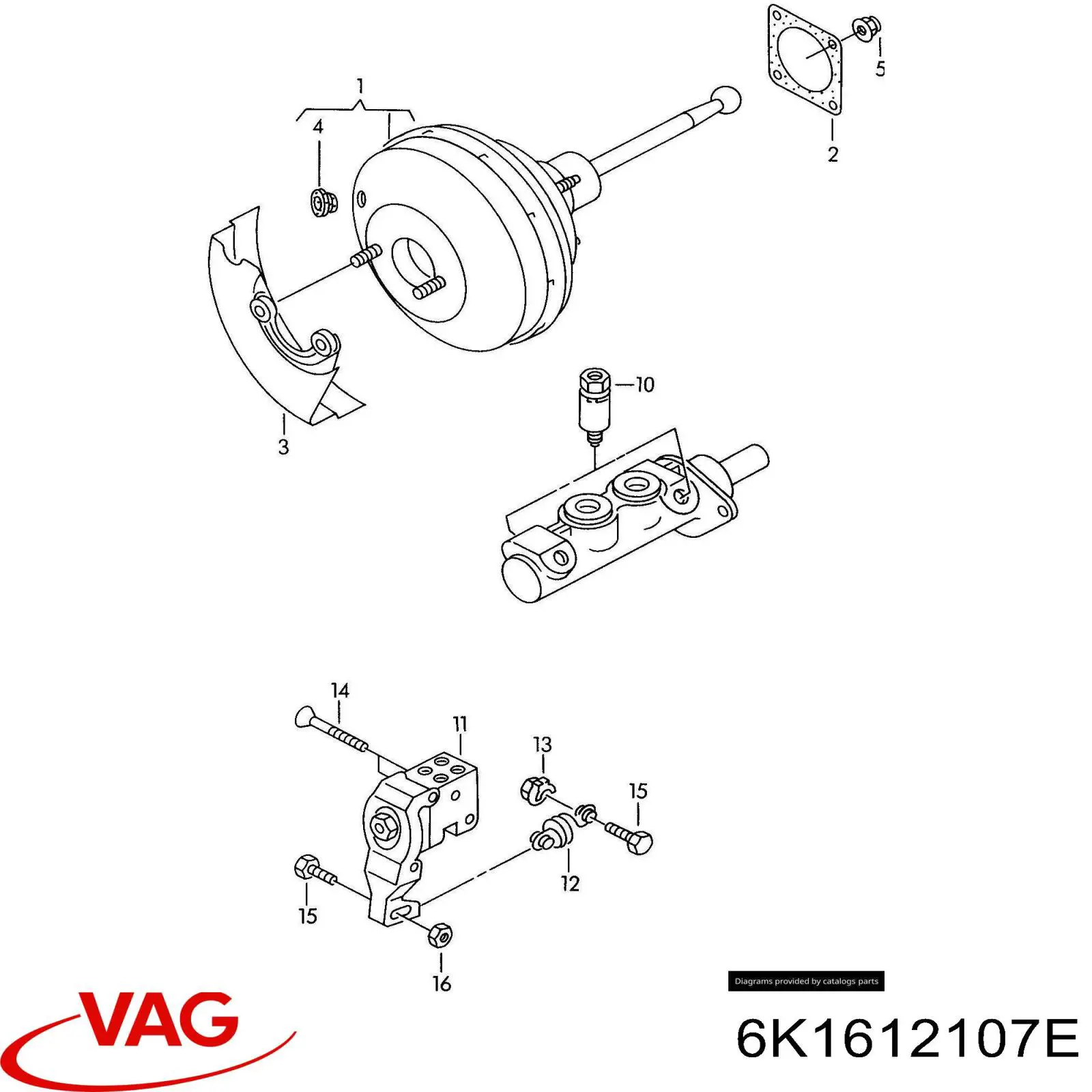 Reforçador dos freios a vácuo VAG 6K1612107E preço, a partir de 291,76 USD