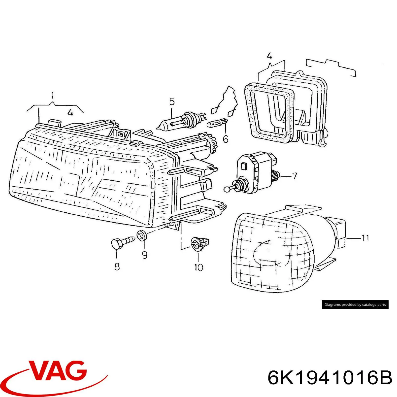 Luz direita VAG 6K1941016B preço, a partir de 54,48 USD