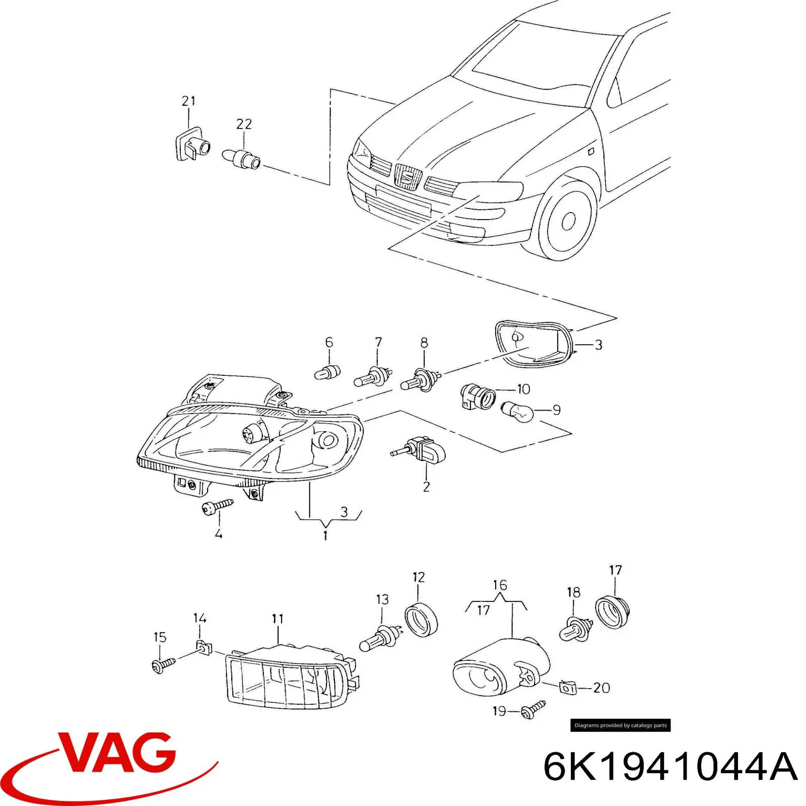 6K1941044A VAG Luz direita