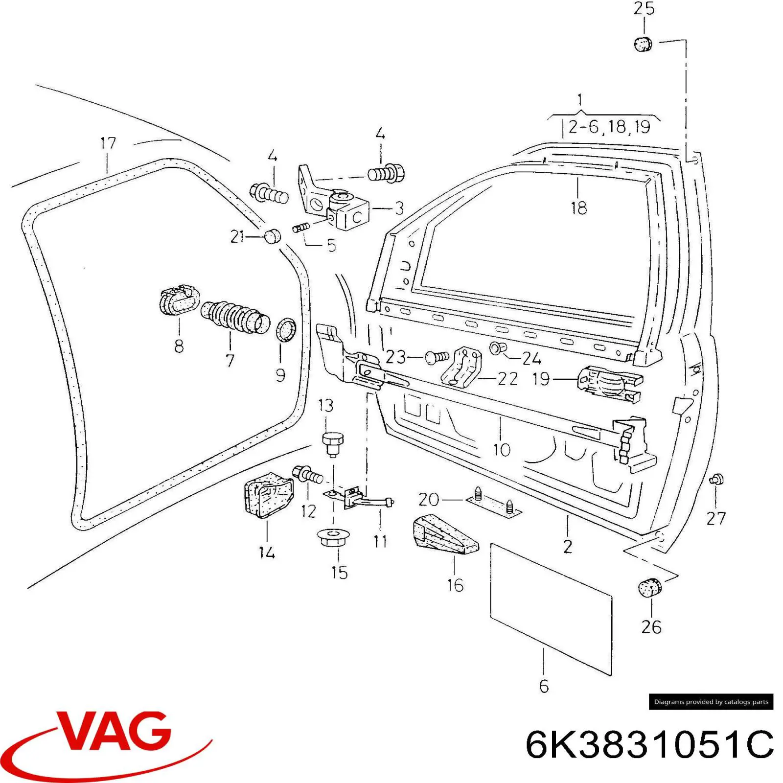 Porta dianteira esquerda VAG 6K3831051C preço, a partir de 120,88 USD