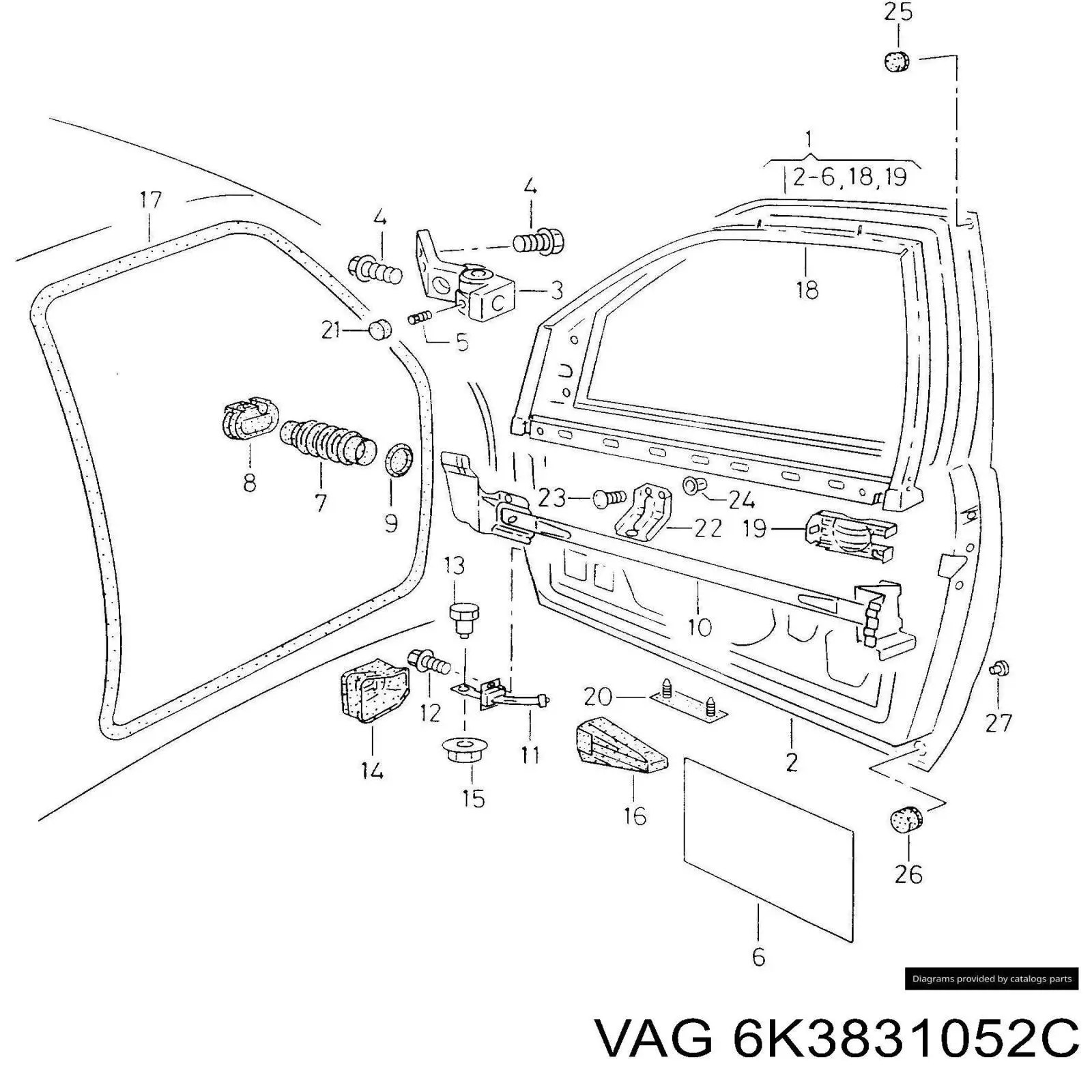 6K3831052C VAG Porta dianteira direita