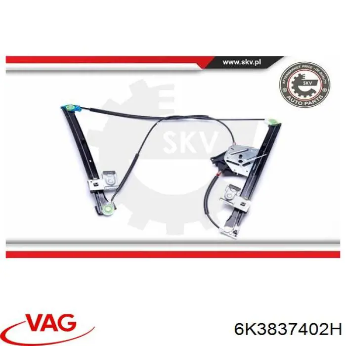 Compre 6K3837402H VAG Mecanismo de acionamento de vidro da porta dianteira direita