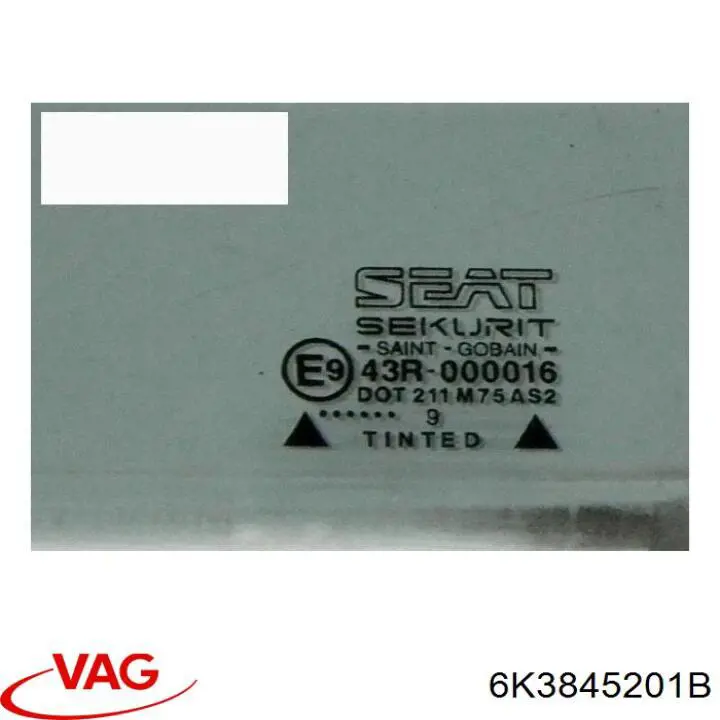 6K3845201B VAG Vidro da porta dianteira esquerda