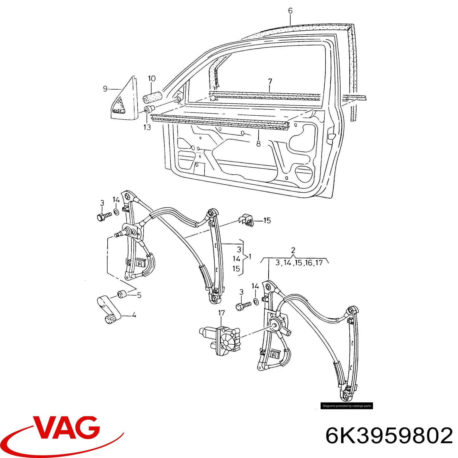 Motor de acionamento de vidro da porta dianteira direita VAG 6K3959802 preço, a partir de 81,72 USD