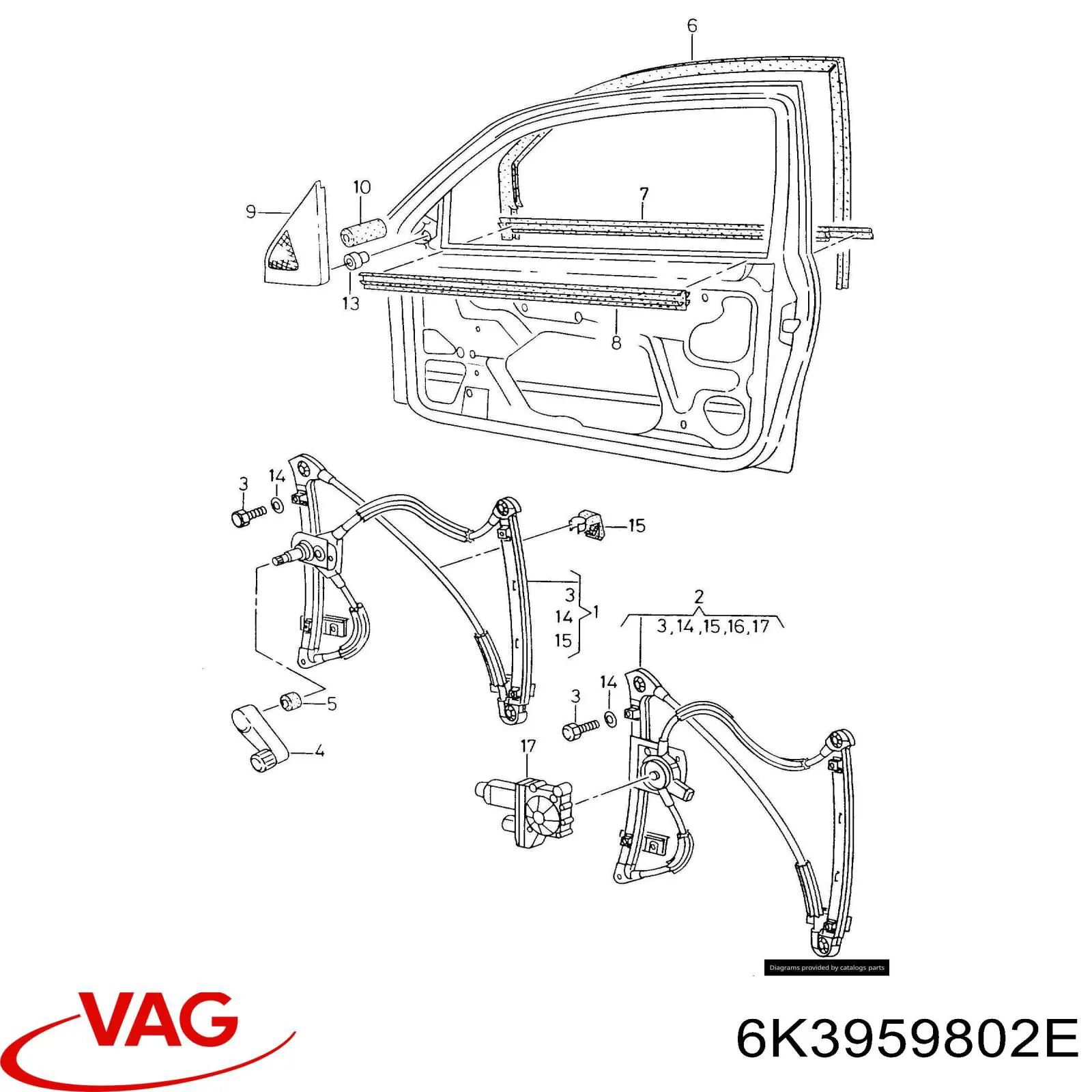 6K3959802E VAG Motor de acionamento de vidro da porta dianteira direita