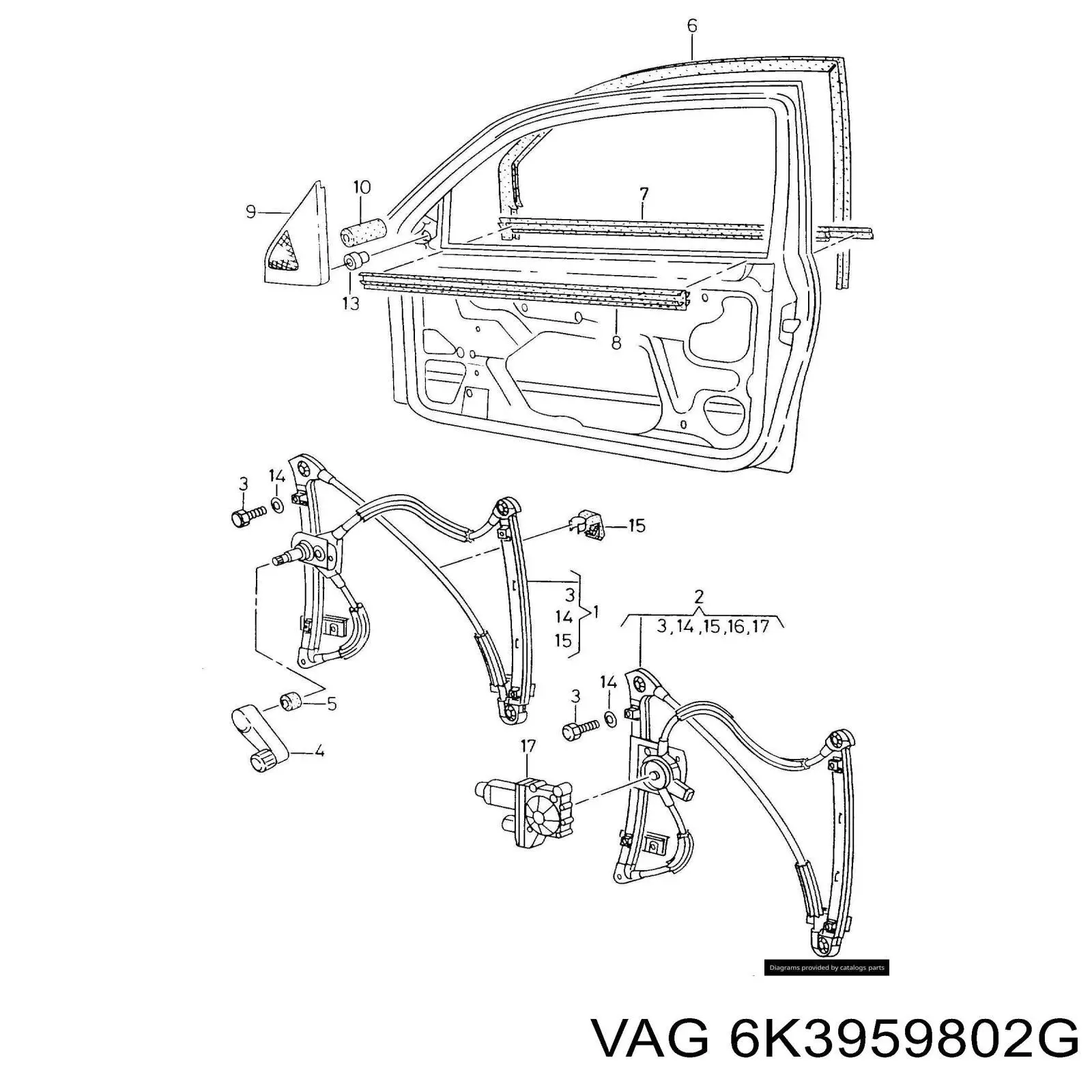 6K3959802G VAG Motor de acionamento de vidro da porta dianteira direita