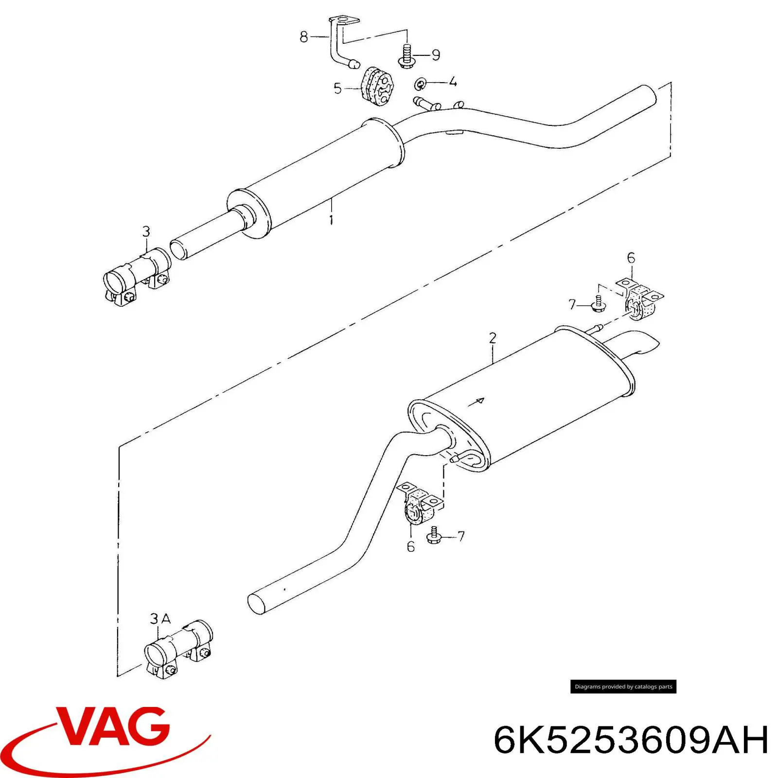 Compre JZW253609AM VAG Silenciador, parte traseira