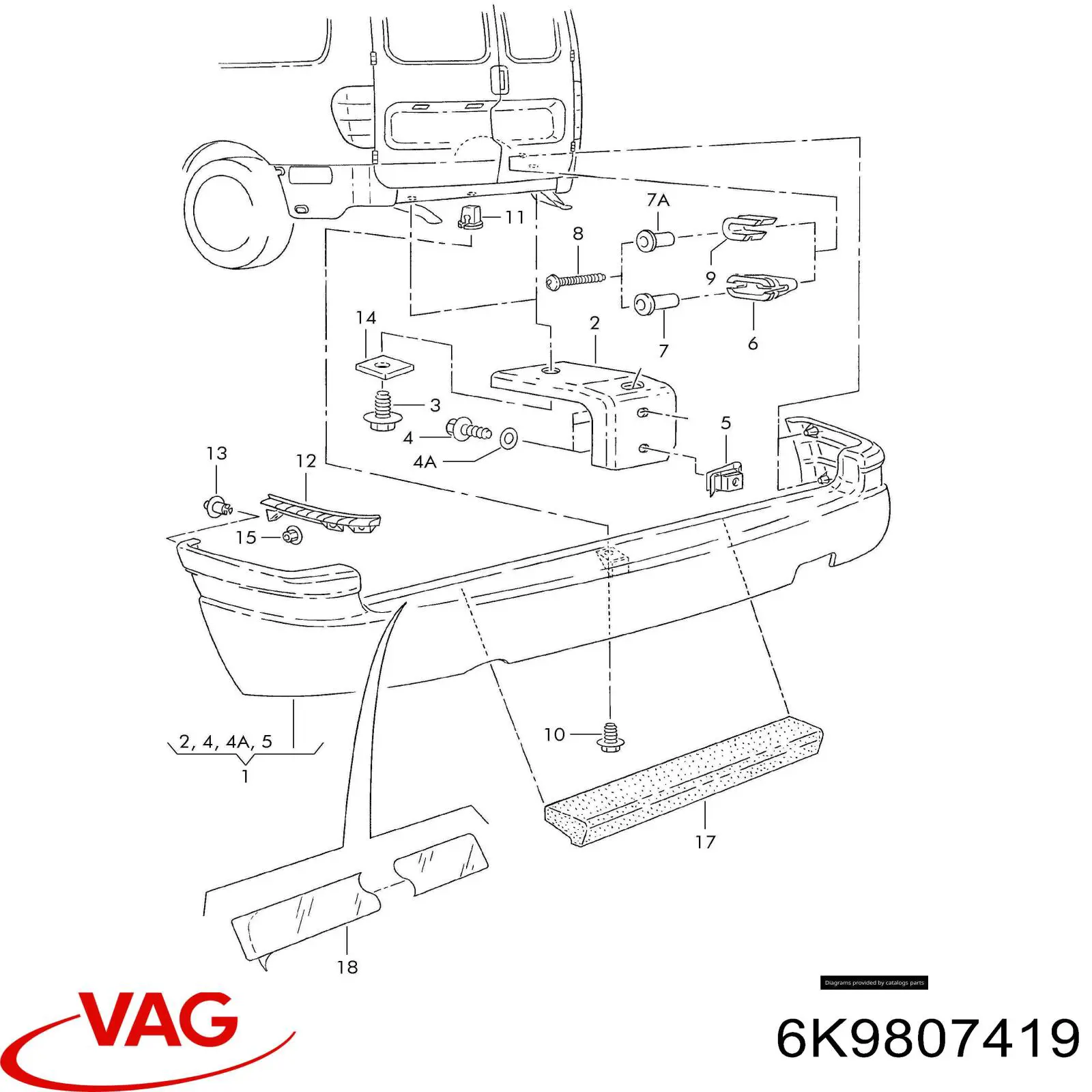 Pára-choque traseiro VAG 6K9807419 preço, a partir de 120,88 USD