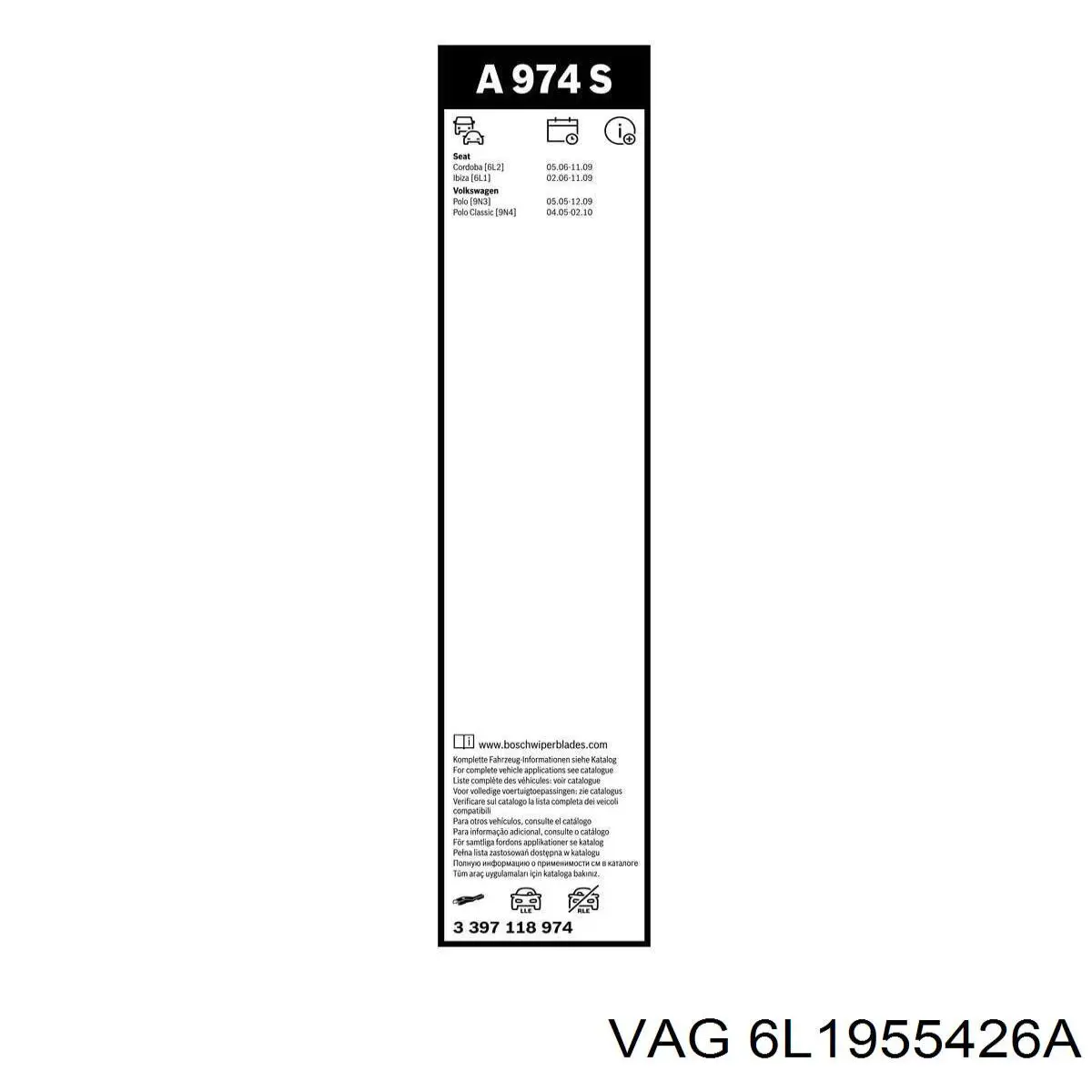Compre 6L1955426A VAG Limpa-pára-brisas do pára-brisas de passageiro