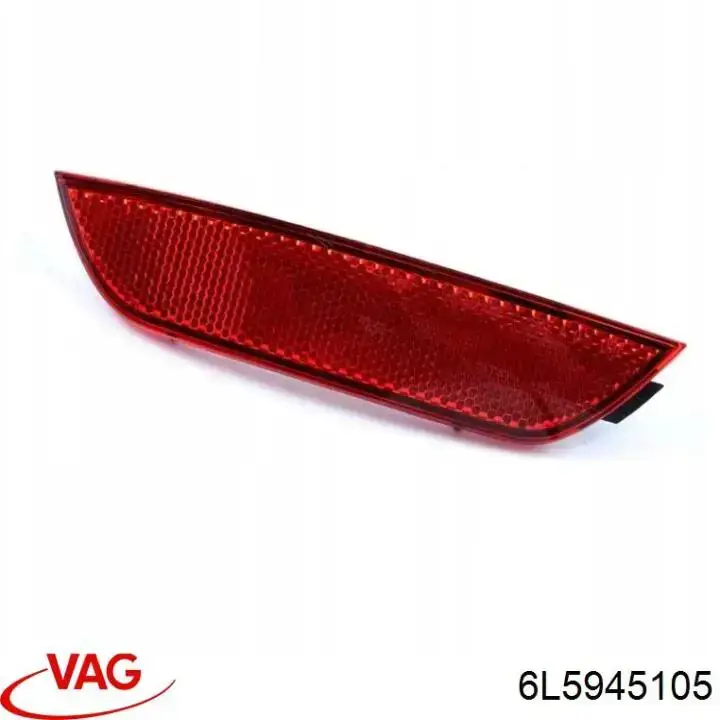 6L5945105 VAG Retrorrefletor (refletor) do pára-choque traseiro esquerdo