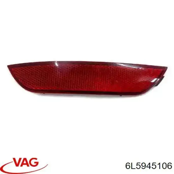6L5945106 VAG Retrorrefletor (refletor) do pára-choque traseiro direito