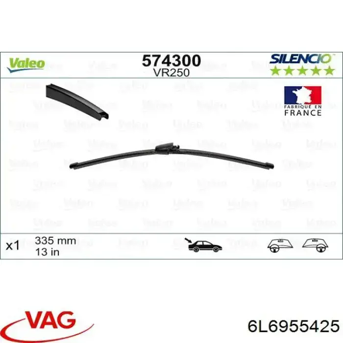 6L6955425 VAG Limpa-pára-brisas de vidro traseiro