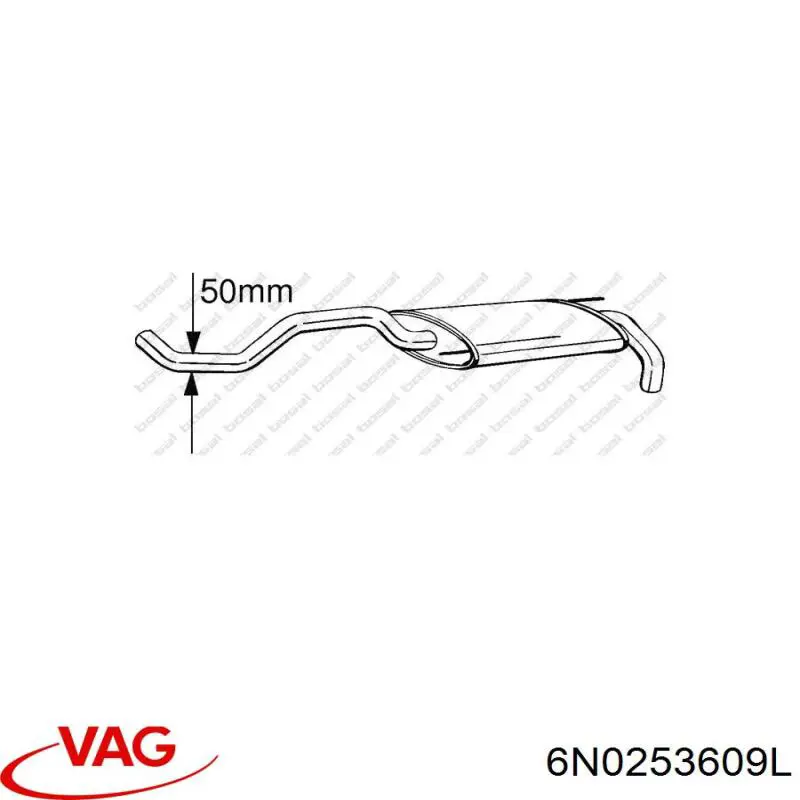 Silenciador, parte traseira VAG 6N0253609L preço, a partir de 96,39 USD