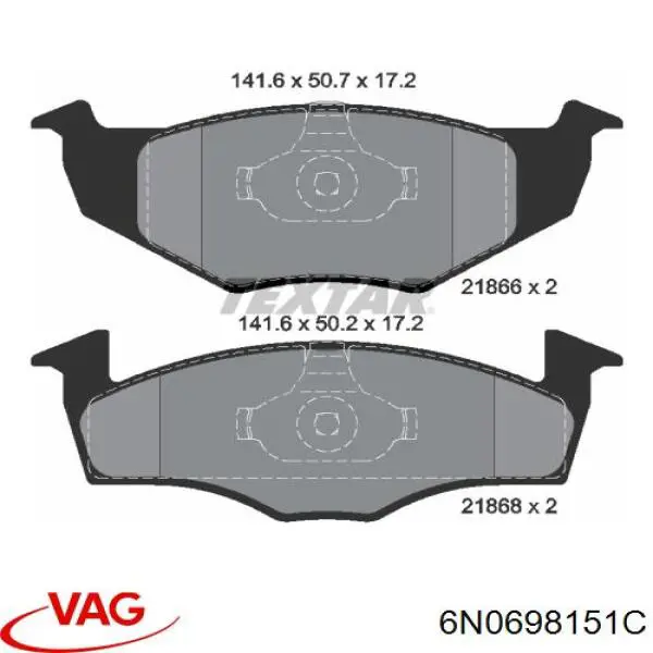 Sapatas do freio dianteiras de disco VAG 6N0698151C preço, a partir de 26,59 USD
