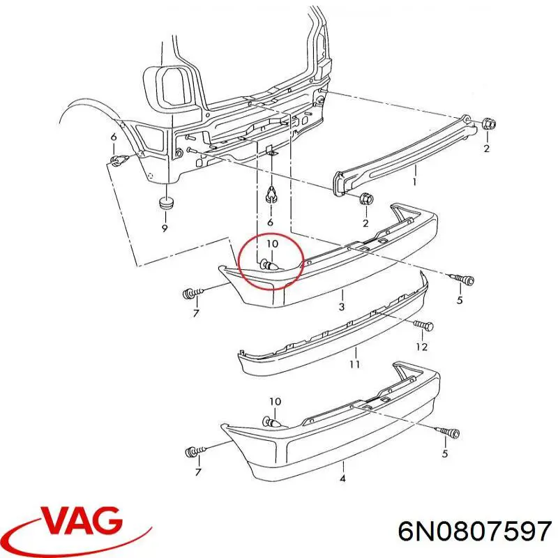  VAG 6N0807597 preço, a partir de 2,34 USD