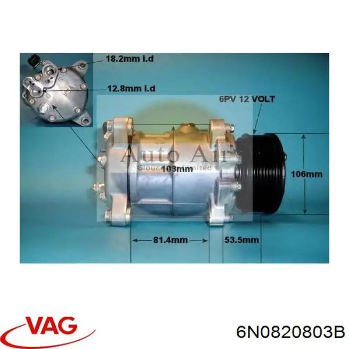 6N0820803B VAG Compressor de aparelho de ar condicionado