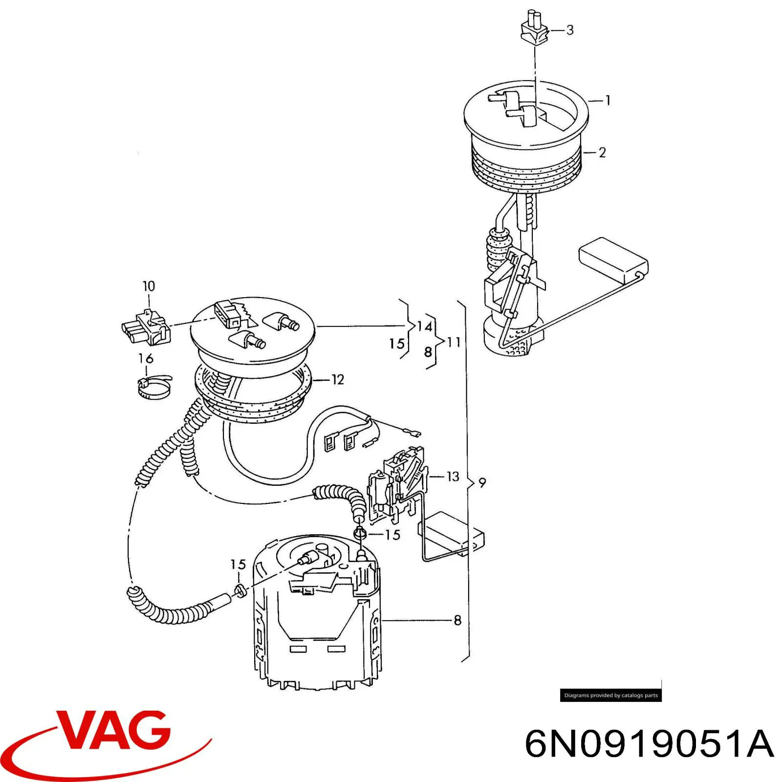 6N0919183 VAG Sensor do nível de combustível no tanque