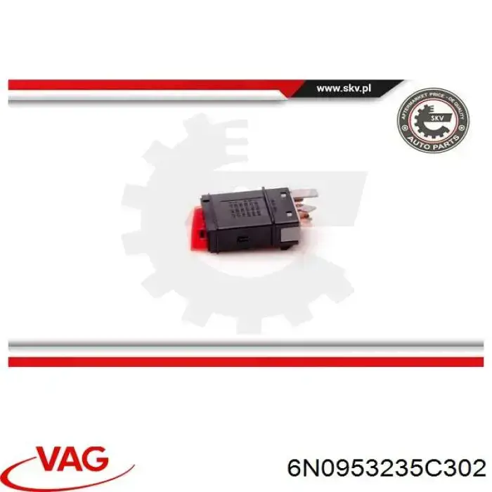 6N0953235C302 VAG Botão de ativação do sinal de emergência
