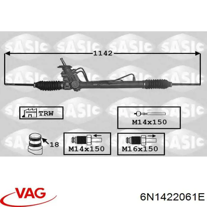 Cremalheira da direção VAG 6N1422061E preço, a partir de 75,68 USD