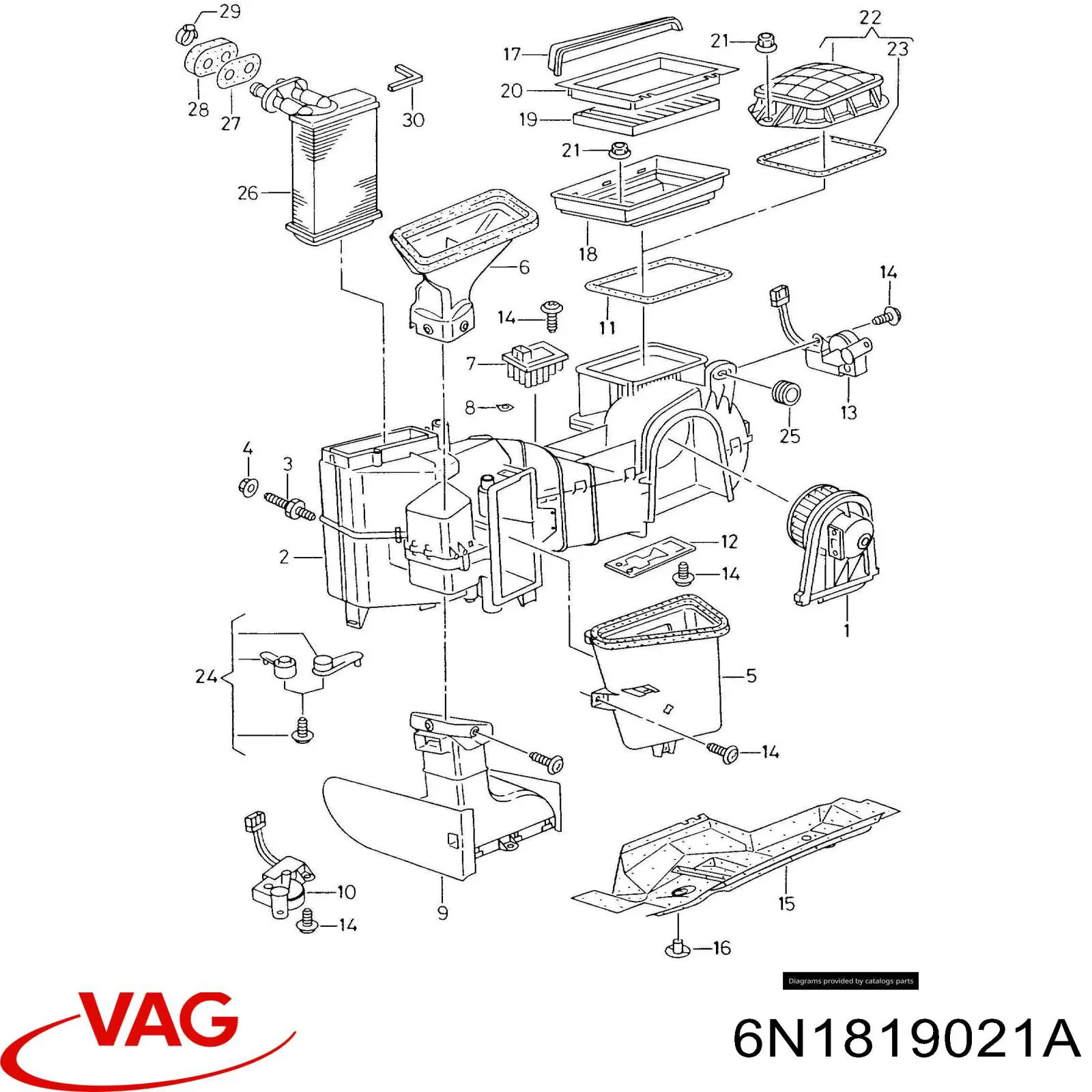 6N1819021A VAG Motor de ventilador de forno (de aquecedor de salão)