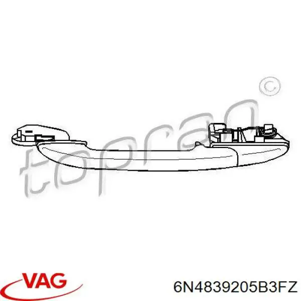 6N4839205B3FZ VAG Maçaneta externa da porta traseira