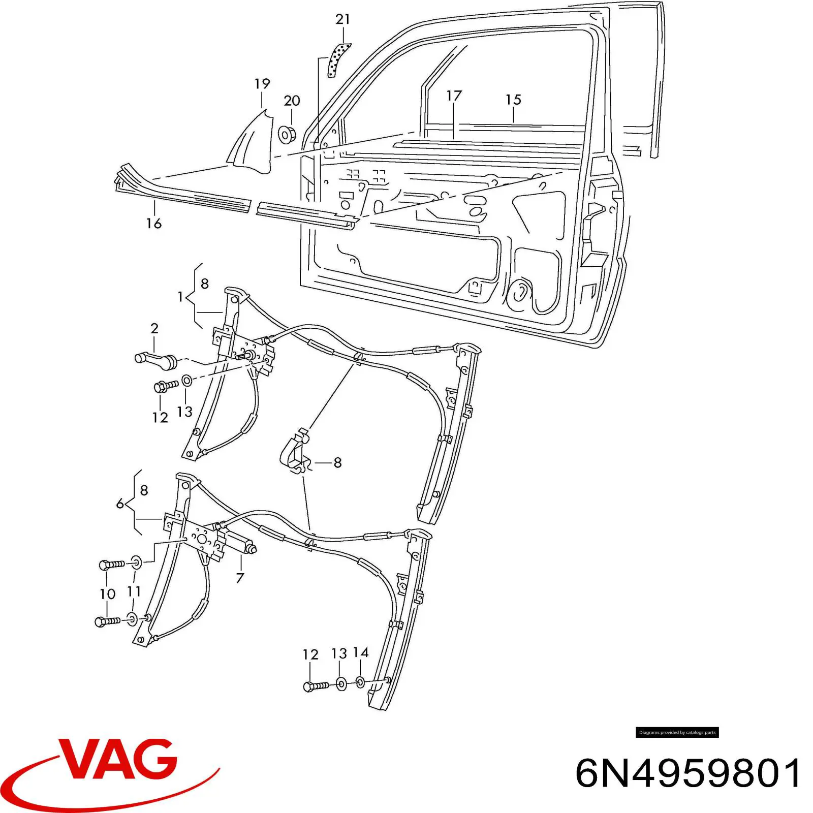 Motor de acionamento de vidro da porta dianteira direita VAG 6N4959801B preço, a partir de 92,86 USD