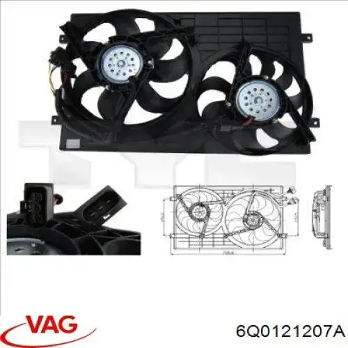 6Q0121207A VAG Difusor do radiador de esfriamento