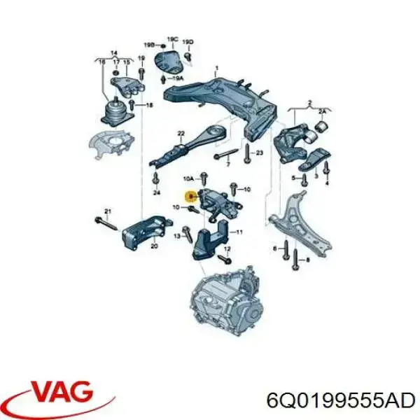Compre 6Q0199555AD VAG Coxim (suporte) esquerdo de motor