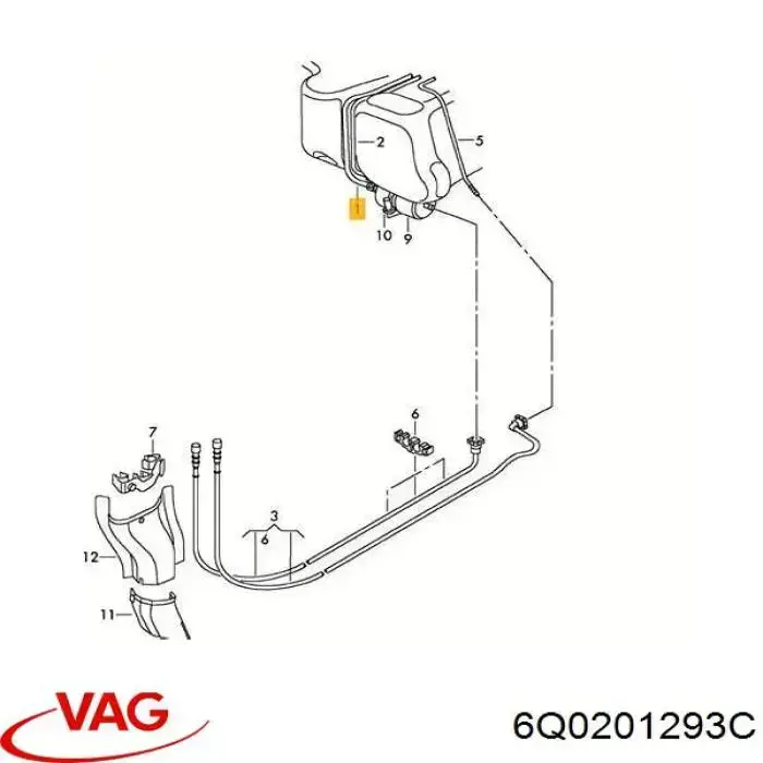 Tubo de combustível, desde o tanque até o filtro de combustível VAG 6Q0201293B preço, a partir de 97,87 USD