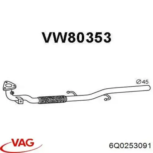 Compre 6Q0253091 VAG Silenciador, parte dianteira