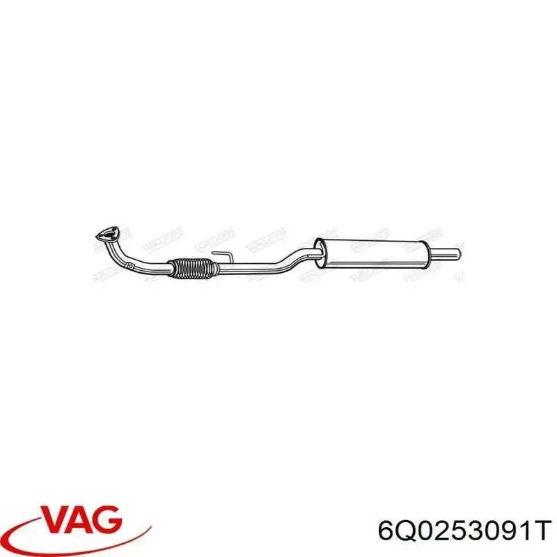 Compre 6Q0253091T VAG Silenciador, parte central