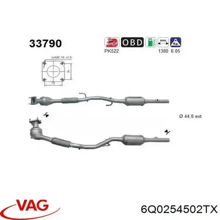 6Q0254502TX VAG Convertidor - catalisador