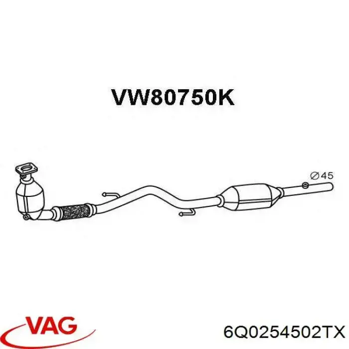 Convertidor - catalisador VAG 6Q0254502TX preço, a partir de 343,74 USD