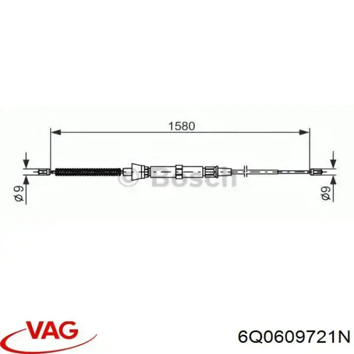 Cabo traseiro direito/esquerdo do freio de estacionamento VAG 6Q0609721N preço, a partir de 11,91 USD