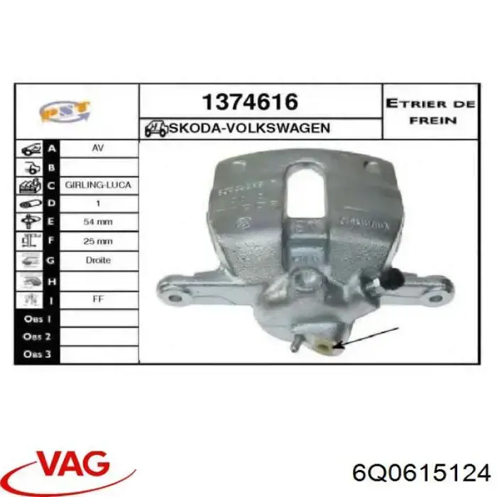 Suporte do freio dianteiro direito VAG 6Q0615124 preço, a partir de 43,44 USD