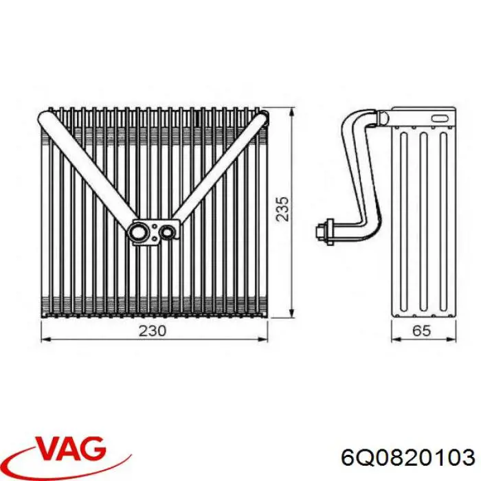 6Q0820103 VAG Vaporizador de aparelho de ar condicionado