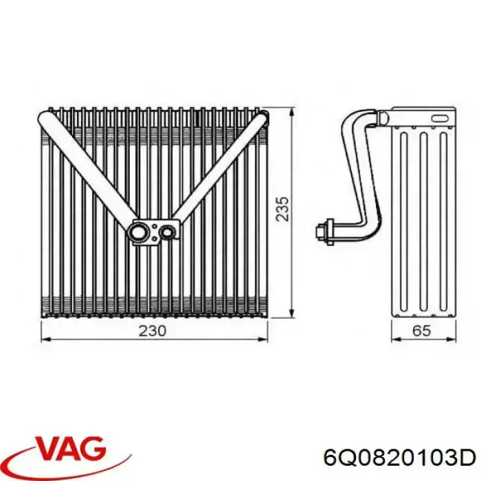6Q0820103D VAG Vaporizador de aparelho de ar condicionado