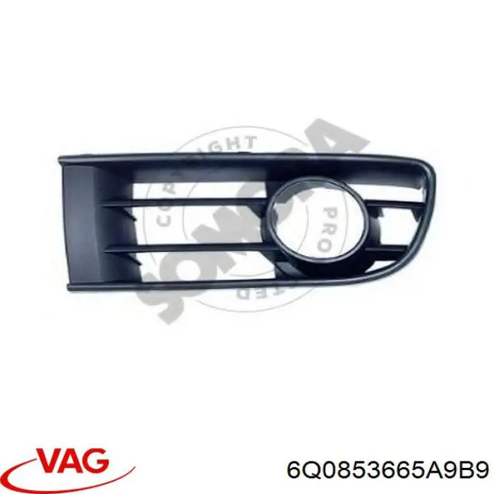 Tampão (grelha) das luzes de nevoeiro do pára-choque dianteiro esquerdo VAG 6Q0853665A9B9 preço, a partir de 7,99 USD