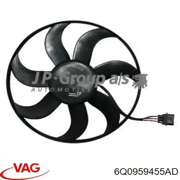 6Q0959455AD VAG Ventilador elétrico de esfriamento montado (motor + roda de aletas)