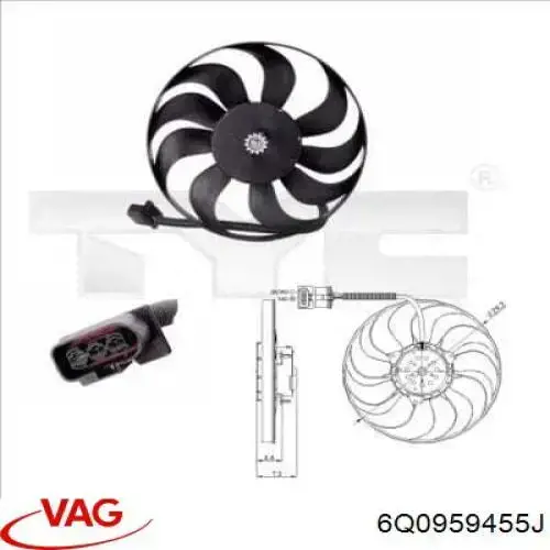 Ventilador elétrico de esfriamento montado (motor + roda de aletas) VAG 6Q0959455J preço, a partir de 72,44 USD