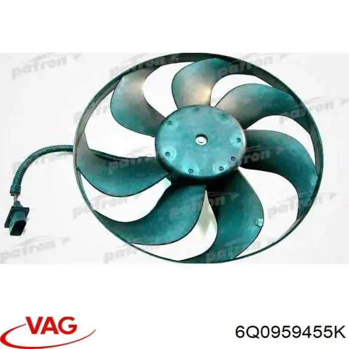 6Q0959455K VAG Ventilador elétrico de esfriamento montado (motor + roda de aletas)