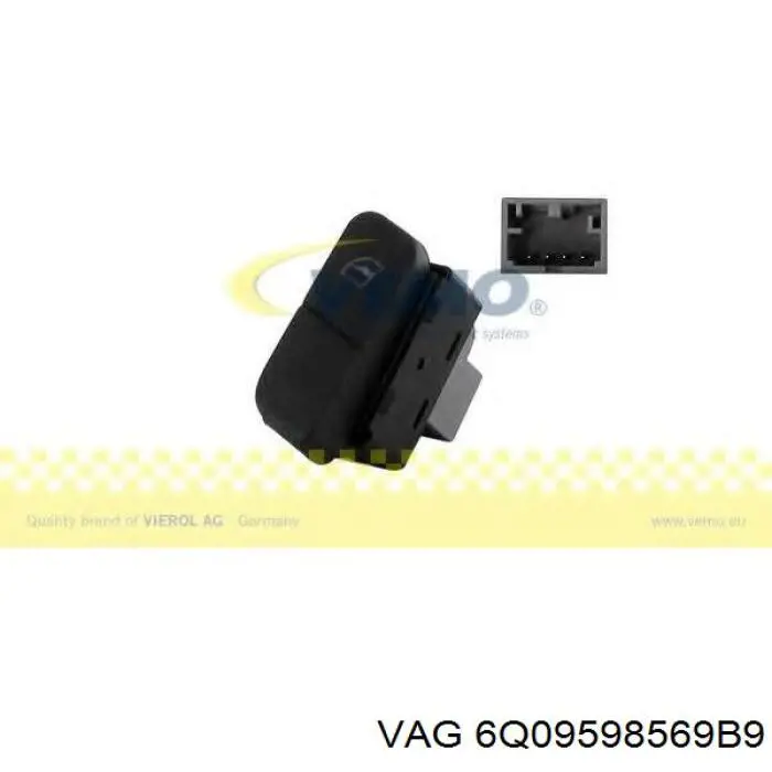 6Q09598569B9 VAG Botão traseiro de ativação de motor de acionamento de vidro