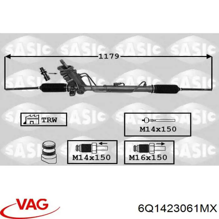 6Q1423061MX VAG Cremalheira da direção