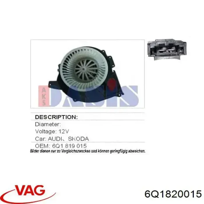 Motor de ventilador de forno (de aquecedor de salão) VAG 6Q1820015 preço, a partir de 42,56 USD