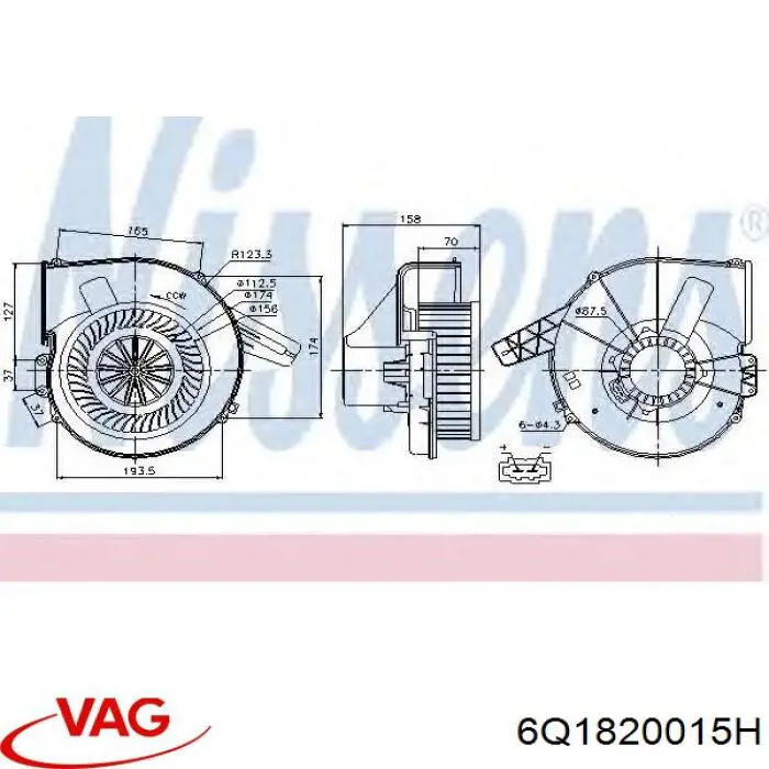 Compre 6Q1820015H VAG Motor de ventilador de forno (de aquecedor de salão)