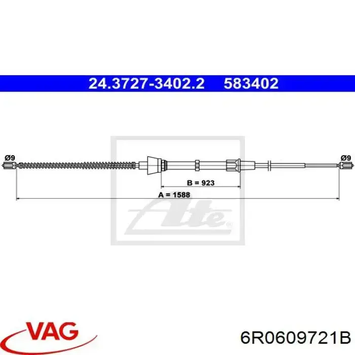 Compre 6R0609721B VAG Cabo traseiro direito/esquerdo do freio de estacionamento