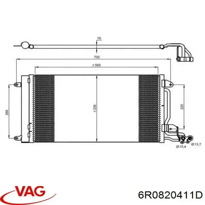 6R0820411D VAG Radiador de aparelho de ar condicionado